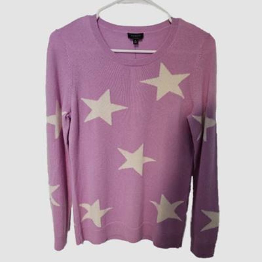 NWT Pink Cashmere Talbots Crewneck Sweater with Stars